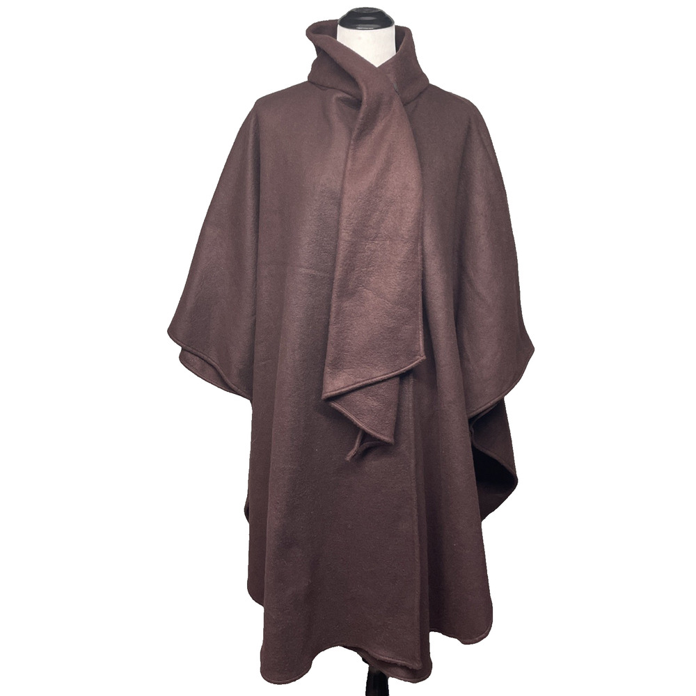 Vtg Specialty House Womens Brown Poncho One Size USA Boho Minimalist Lagenlook